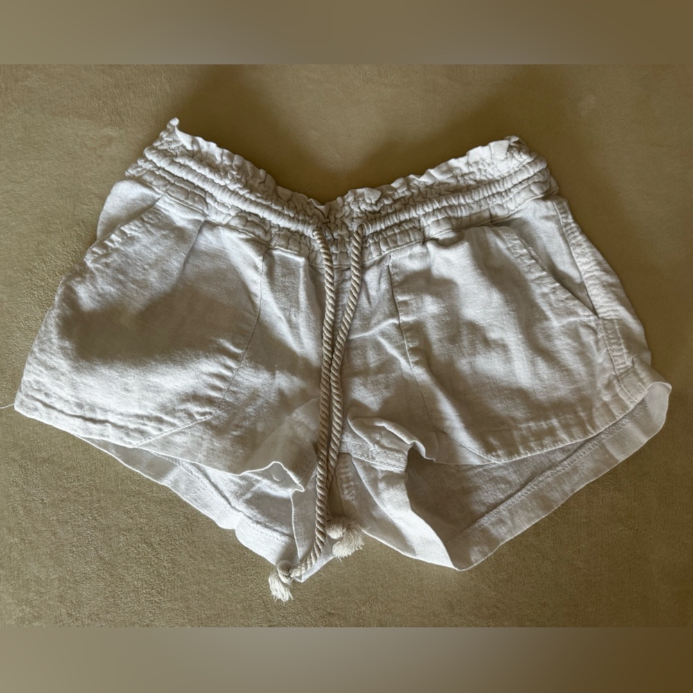 Roxy Cream Linen Cargo Shorts